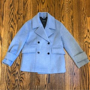 Club Monaco Relaxed Wool Pea Coat in Light Blue - Size XS